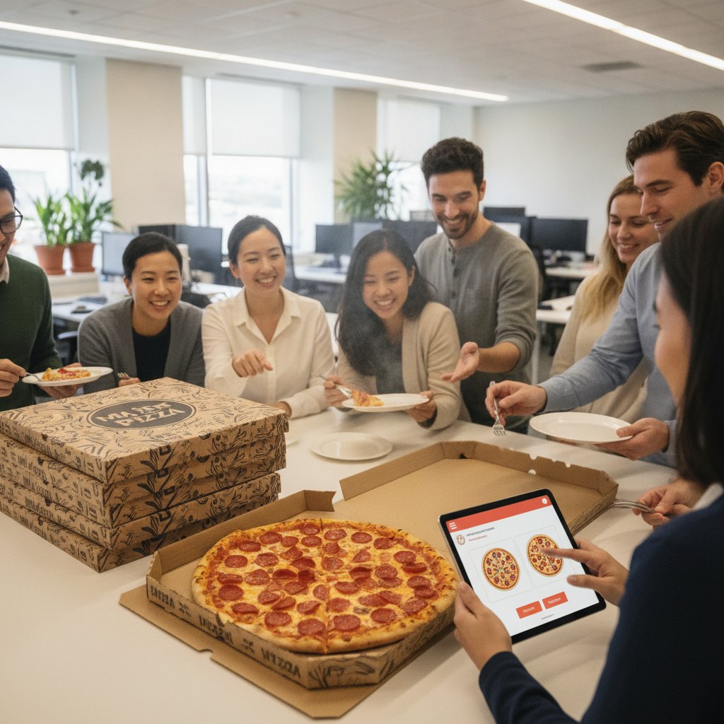 Happy diverse office