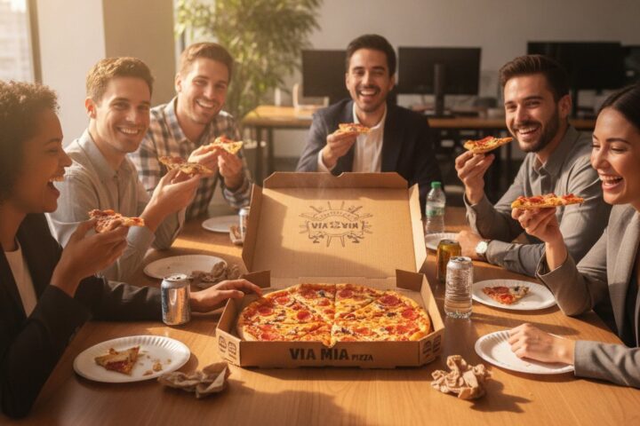 Open Via Mia pizza — office pizza lunch